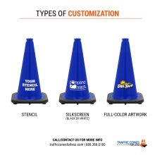 18 inch Navy Blue Traffic Cone w/Black Base - 1