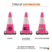 Custom 18 inch Pink Traffic Cone w/Black Base -1