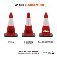 18 inch Red Traffic Cone w/Black Base - 1