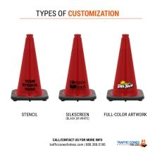 18 inch Red Traffic Cone w/3 lb Black Base - 1