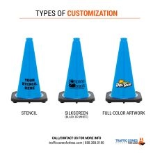 Custom 18 inch Sky Blue Traffic Cone w/Black Base - 1