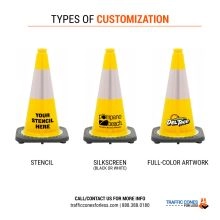 Custom Yellow Traffic Cone w/Reflective Collar - 1