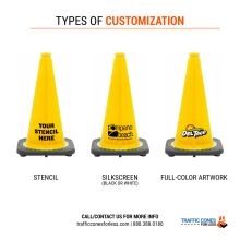 Custom 18 inch Yellow Traffic Cone w/Black Base - 1