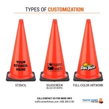 Custom 28 inch Orange Traffic Cone w/5.5 Black Base - 4