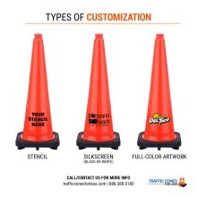 28 inch Slim Traffic Cone w/Black Base - 2