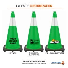 28 inch Kelly Green Traffic Cone w/7 lb Black Base - 1