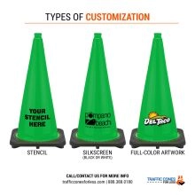 28 inch Kelly Green Traffic Cone w/Black Base - 3