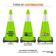 Custom Lime Green Traffic Cone w/Black Base - 1