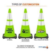 28 inch Lime Traffic Cones - 3