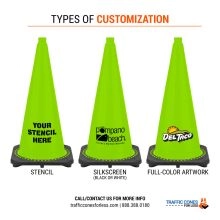 Custom 28 inch Lime Green Traffic Cone w/Black Base - 3
