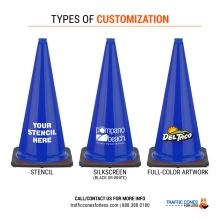 28 inches Blue Traffic Cone w/Black Base - 2
