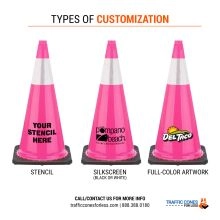 28 inches Pink Traffic Cone w/Black Base - 2