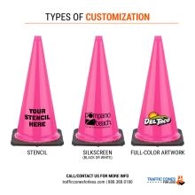 Custom 28 inch Pink Traffic Cone w/Black Base - 1