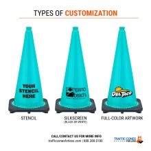 Custom 28 inch Teal Green Traffic Cone - 2