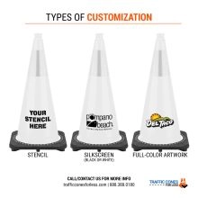 Custom 28 inch White Traffic Cone w/Black Base - 1