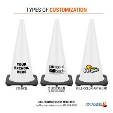 28 inch White Traffic Cone Black Base - 3