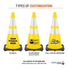 Custom 28 inch Yellow Traffic Cone w/7 lb Black Base - 1