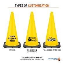 Custom 28 inch Yellow Traffic Cone 