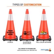 Custom 28 inch Orange Traffic Cone w/10 lb Black Base - 3