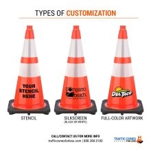 Orange Traffic Cone w/Reflective Collars - 2