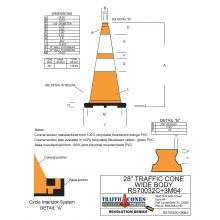28 inch Orange Traffic Cone w/7 lb Black Base - 1