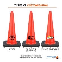 Custom 28 inch Slim Orange Traffic Cone w/Black Base - 2