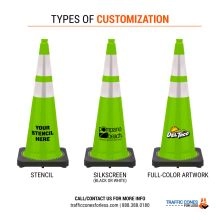 Custom 36 inch Lime Green Traffic Cone w/Black Base - 2