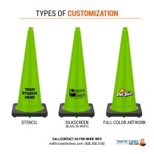 Custom 36 inch Lime Traffic Cone w/Black Base 