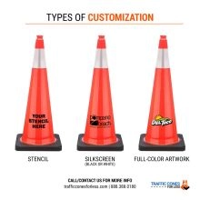 Custom 36 inch Orange Traffic Cone w/Black Base - 1