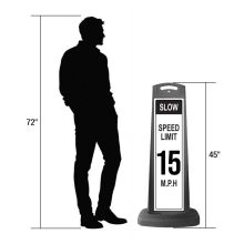 Black Reflective Vertical Sign Panel w/Base Option - Slow Speed Limit 15 mph-1