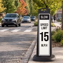 Black Reflective Vertical Sign Panel w/Base Option - Slow Speed Limit 15 mph-3