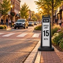 Black Reflective Vertical Sign Panel w/Base Option - Slow Speed Limit 15 mph-4