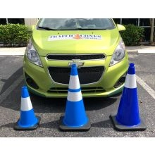 28 inch Blue Traffic Cone w/Black Base - 1
