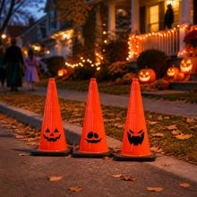 28 inch Orange Halloween Traffic Cones - 12 Pack-3