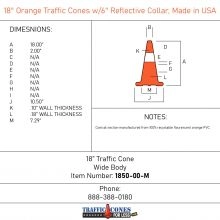 18 inches Orange Traffic Cone Dimensions - 1