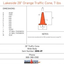 Lakeside 28 inches 7 lbs Orange Traffic Cone - 1