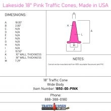 Lakeside 18 inch Pink Traffic Cone - 1