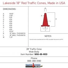 Lakeside 18 inch Red Traffic Cone - 1