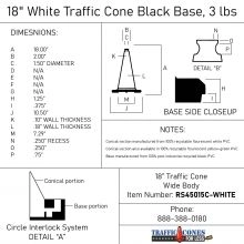 Traffic Cone w/Black Base - 118 inch White Traffic Cone w/Black Base - 1