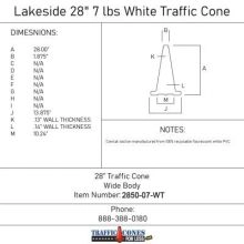 Lakeside 28 inch 7 lbs White Traffic Cone - 1