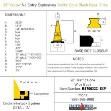 Yellow Traffic Cone w/7 lb Black Base - 2