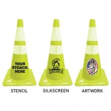 Custom Lakeside 28" 7 lbs Lime Green Traffic Cone - 1
