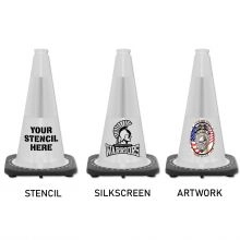 Custom 18 inch White Traffic Cone w/Black Base - 2