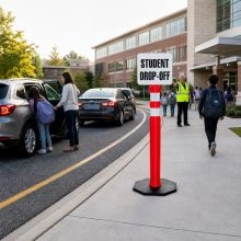Delineator Post w/8 lbs Base & Student Drop Off Sign-3
