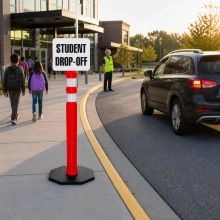 Delineator Post w/8 lbs Base & Student Drop Off Sign-4
