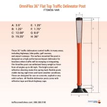Omniflex 36 Inch Flat Top Traffic Delineator Post - 3