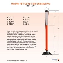 Omniflex 48 Inch Flat Top Traffic Delineator Post - 4