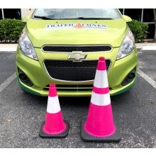 18 inch Pink Traffic Cone w/Black Base -3