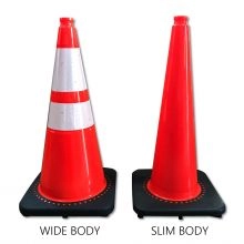 28 inch Slim Traffic Cone w/Black Base - 2