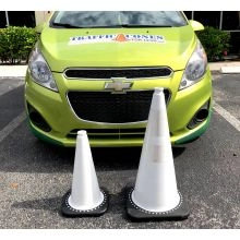 28 inch White Traffic Cone w/Black Base - 1